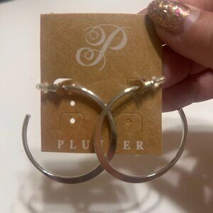 NWT Plunder Designs Silver Hoops Earrings